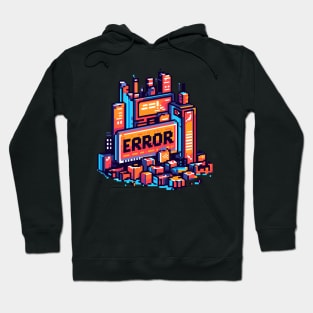 Retro Pixel Gaming City Error Hoodie